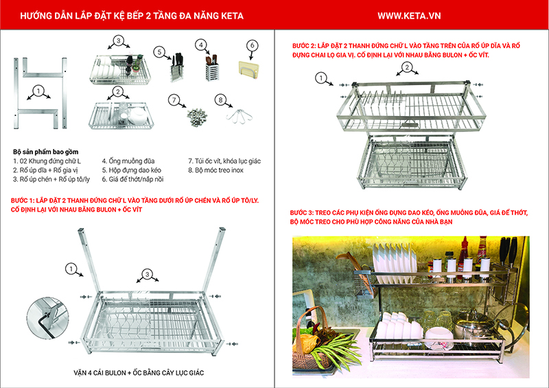 Hướng dẫn sử dụng kệ bếp inox 304