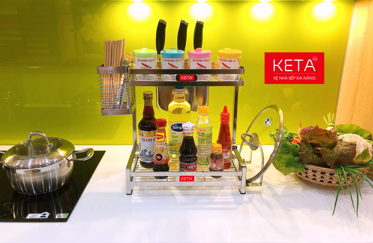 Kệ gia vị inox 2 tầng KETA